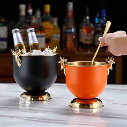 Cubo para champán de acero inoxidable negro de alta resistencia para bebidas 4