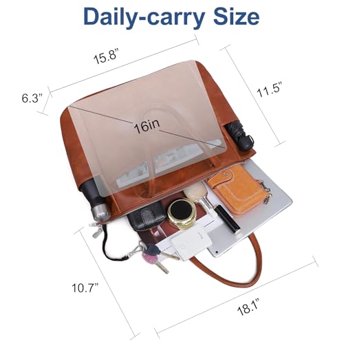 Bolso tote grande para mujer de cuero vegano 23L con cremallera miniatura 6