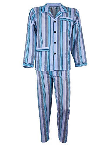 SOUNON Herren Batist Pyjama gestreift Hellblau, Groesse: 52 Cover