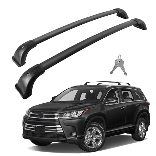 220Lbs Roof Rack Crossbars for 2014-2019 Highlander XLE Limited & SE LE & LE Plus with Anti-Theft Lock Heavy Duty Aluminum Anti-Corrosion Cross Bar Fit Luggage Luggage Kayaks Bicycles Snowboard