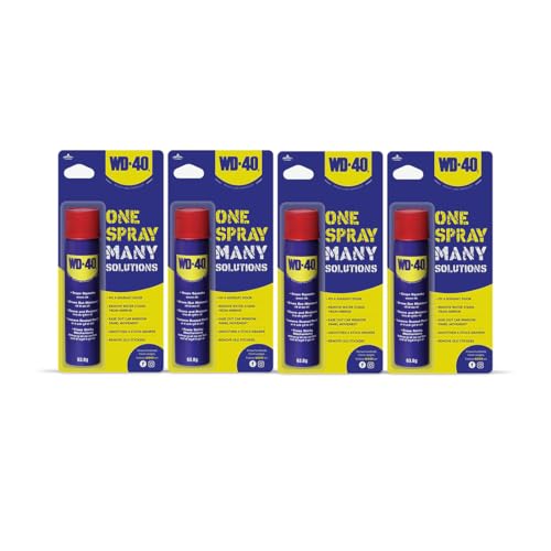 Image of WD-40 Multipurpose Spray for Home Improvement, Frees jammed locks & Rust Parts,Adhesive remover,Grill & stove Cleaning,Protectant Agent -Multi use for Home,Work & DIY Purpose, 63.8g,Pack of 4