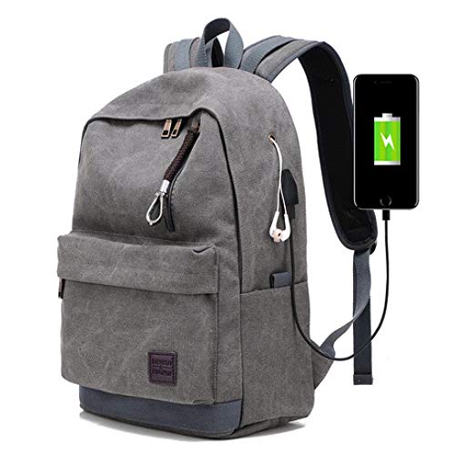 Preisvergleich Produktbild GFLD Zaini Casual Daypacks Externe USB-Ladeanschluss männlichen Canvas Rucksack Freizeit Reiserucksack große Kapazität Studententasche