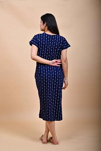 Image of Onekbhalo Women Cotton Night Dress Printed Culf Length Night Gown Short Nighty