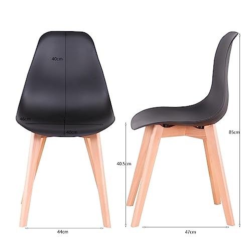 Miniatura 3 de Grandca Home Mesa De Comedor Y 4 Sillas De Comedor Juego De Comedor Moderno, Mesas Redondas Blancas Y Sillas De Cocina Con Patas De Madera De Haya, Negro