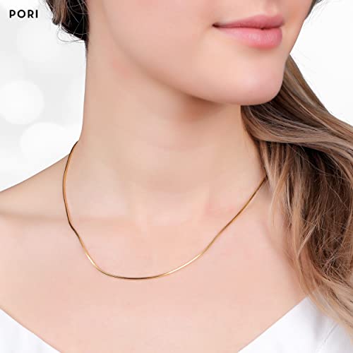 PORI JEWELERS 925 Sterling Silver 1.5MM Magic 8 Sided Italian Snake Chain - Women - Made in Italy (18, Yellow) - Image 3