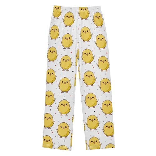 Boys' Pants Cute Yellow Baby Chick Long Bottoms Jogger Pants Elastic Waist Trousers with Pockets S-XL