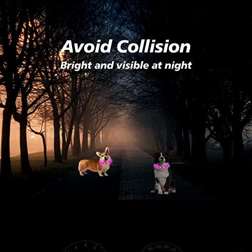 TigTiycH Led Light Up Dog Collar, USB Rechargeable with Water Resistant Reflective Light Up Dogs Collar Flashing Light for the Dark Can Arbitrarily Cut collars,Fits Any dogs(Pink) 1PCS
