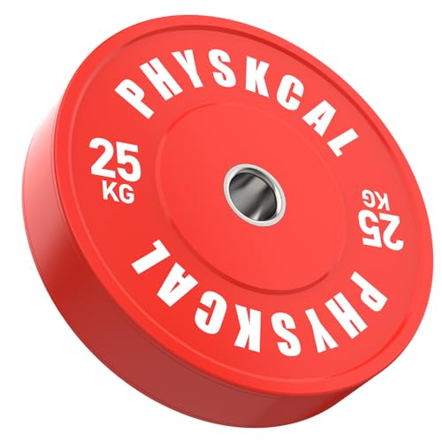 PhysKcal Discos de pesas de colores con inserto de acero inoxidable de 2 pulgadas, discos de pesas estándar de la FMI y juego de discos fraccionales de 0,5 kg a 25 kg (i.) 1 x 25 kg