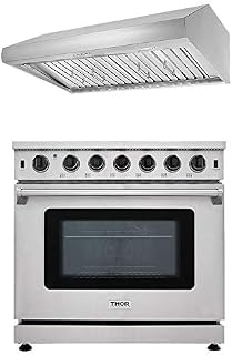 Thor Kitchen 2-Piece 36 inch Freestanding Pro-Style Professional Gas Range with 6.0 cu.ft