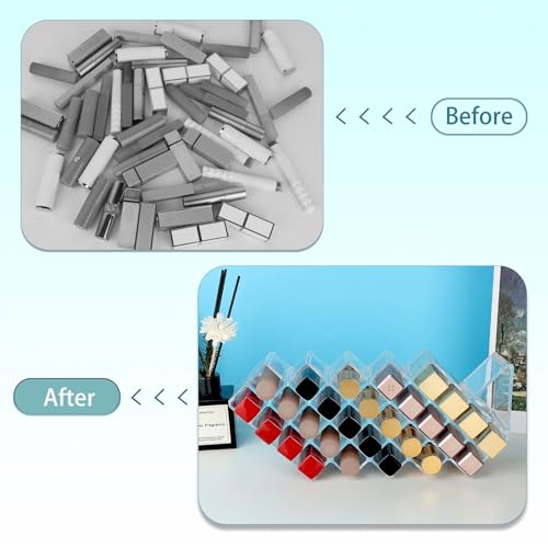 Image of JessLab Bundle-2 Items: 3 Cube Sections Acrylic Organizer and 28 Slots Lipstick Organizers
