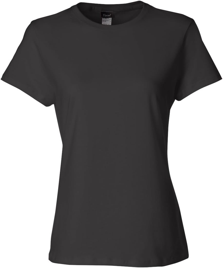 Hanes SL04 Women’s Perfect-T Shirt, 100% Ring-Spun Cotton, Lightweight 4.5 oz, Pre-Shrunk, Contoured Fit, Tear-Away Label, Sustainable, Soft & Durable Tee, 4XL, Black - Image 4