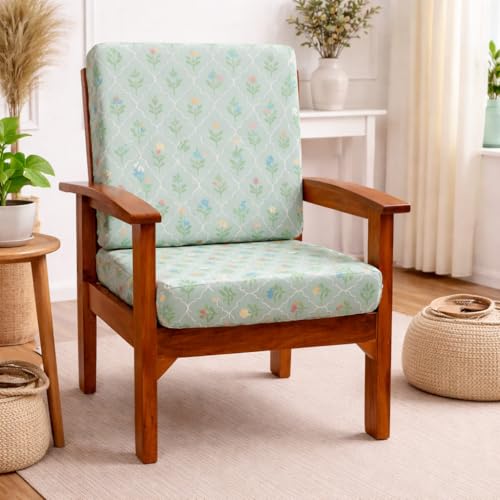 Image of STITCHNEST 'Contour Fit Series' Stretchable Printed Wooden Sofa Cover (Pack of 4) - Elastic Wooden Chair Cover | Wooden Sofa Seat Cover | Size - 20-21 x 20-21 x 3-5 in