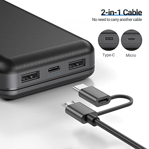 26800Mah Power Bank 2 Outputs&2 Inputs Portable Charger Ultra-High Capacity Battery Pack With 2 In 1 Cable External Battery Power Bank For Iphone Ipad Samsung Pixel Camera Switch Fans Flashlighs #TOP4