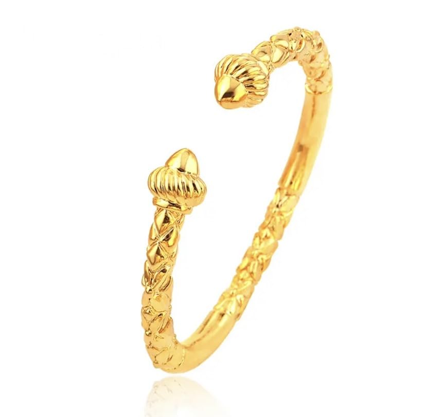Bracelet manchette torque sculpté en or jaune 14 carats le cadeau unisexe