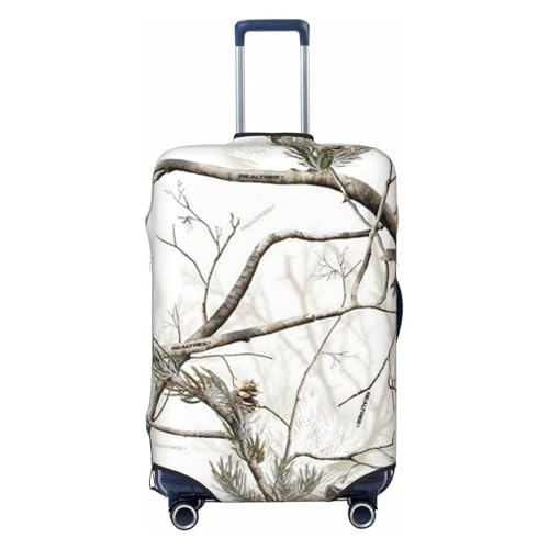 White Trees Camo Print Suitcase Cover Luggage Protector Washable Elastic Fashionable Travel Gear Cover