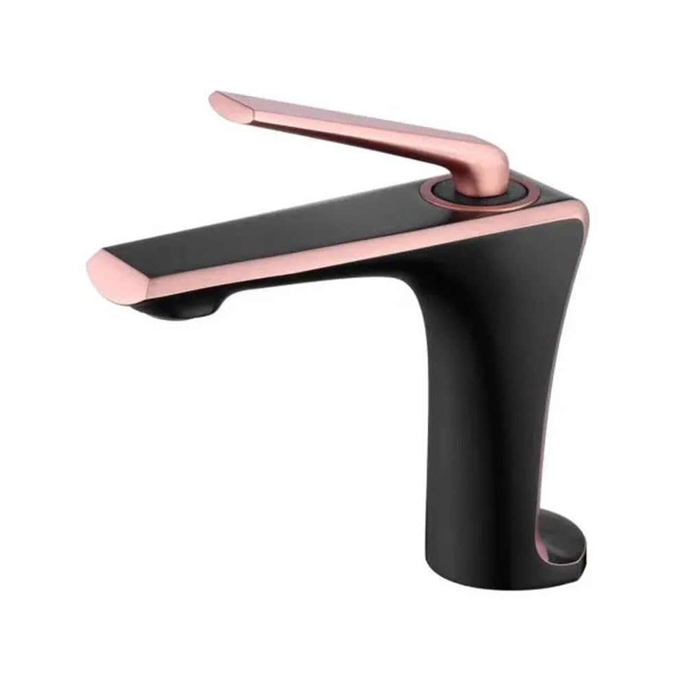 Robinet de lavabo mitigeur eau chaude et froide noir et or rose pour vasque