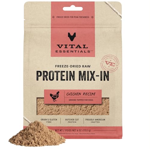 Vital Essentials Freeze Dried Dog Food Toppers Rohes Huhn Ground Topper für Hunde, 6 Unzen – Ansicht 1