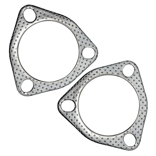 Image of 2.5 Inch Exhaust Gasket 3-Bolt 63.5mm Flange High Temperature Graphite w /Fire Ring Replacement 2 Pcs