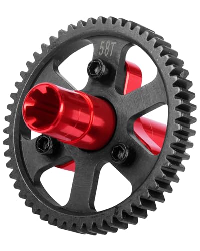58T Slipper Clutch Upgrades Part for 1/10 Granite Senton Vorteks Big Rock 3S Kraton Outcast 4S 1/8 Typhon 3S,ARRCat 58T Metal Slipper Clutch 0.8 Pitch Hop Ups,Replace ARA310948,Red