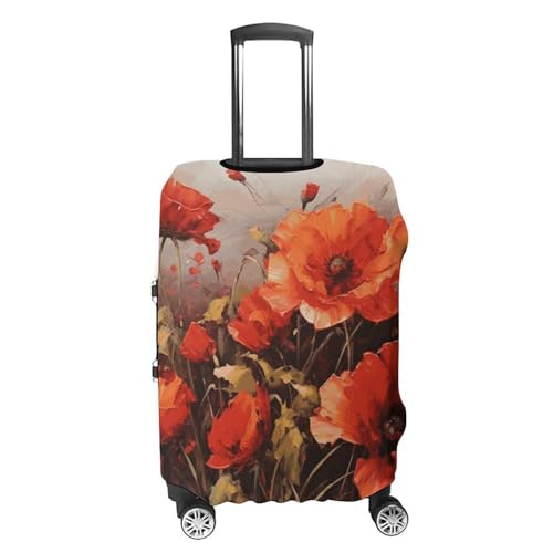 Oil Painting Red Flower Luggage Cover Dustproof Travel Suitcase Cover Elastic Suitcase Protector M Luggage Sleeves Fit 19-32 Inch Luggage4