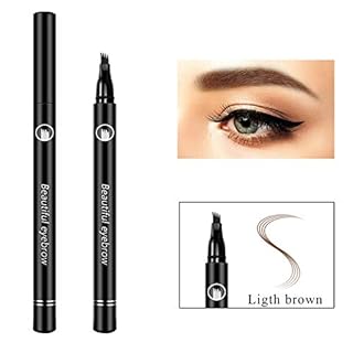 Boobeen 2Pcs Eyebrow Tattoo Pen - Microblading Waterproof Liquid Eyebrow Pencil with Tilted Four-pronged Pen Head Design - Creates Natural Looking Brows Effortlessly and Stays on All Day