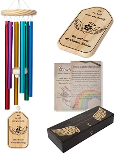 Ieshvan Personalized Pet Memorial Wind Chime Custom Name Loss of Dog Sympathy Gift, Remembrance Gift for Outdoor Garden Patio Porch Decoration（Rainbow）