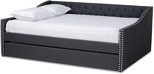 BOWERY HILL Sofá cama tapizado de tela moderna tamaño Queen con nido en gris