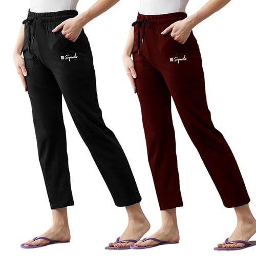 Image of Pinkmint Cotton Style Pyjamas for Women Combo l Stylish Side 2 Pockets l Gym Wear l Comfortable Track Pant