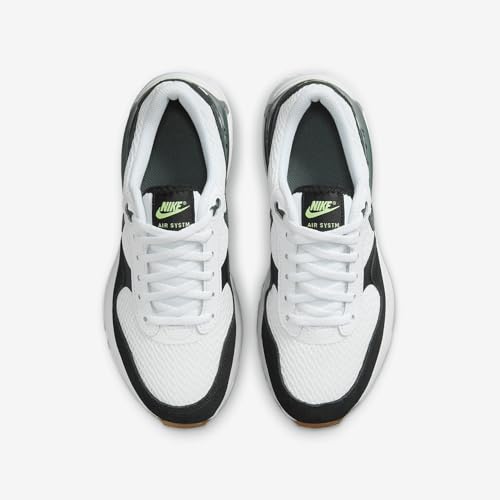 Nike Air Max SYSTM Big Kids' Shoes (DQ0284-115, White/Black/Barely Volt/Vintage Green) Size 44