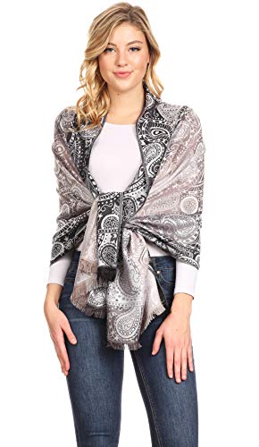 Sakkas Marga Women's Silky Soft Reversible Paisley Woven Pashmina Scarf Shawl Wrap 5
