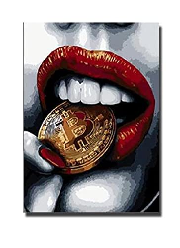 Serie de labios rojos: 【Lujo】-Núcleo de pintura en aerosol moderno a la moda, labios rojos sexys, estilo nórdico, decoración de habitación, pintura de pared, pintura de pared, juego de 3 (16 x 4