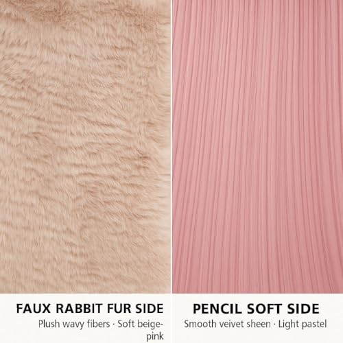 Image of Signature 3-Ply Faux Rabbit Fur Blanket King Size | Ultra Soft Heavy Weight Quilt-Feel Blanket | 6kg Luxury Winter Comforter for Bed Ideal for Heavy Winters (Pink Bricks)
