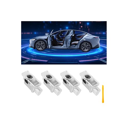 Image of Car Door Lights Logo Projector Puddle Lights Compatible with A1 /A3 /A4 /A5 /A6 /A7 /A8 /Q3 /Q5 /Q7 /Q8 /R8 /TT /A4L /A6L E-Tron Series Accessories, No Fade 4K-HD Car Welcome Lights(4 Pack, Dual Plug)