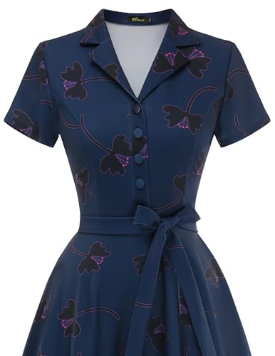 Image of Wedtrend Women's Vintage Tea Dress, Short Sleeve Cocktail Party Dress Work Church Casual Dress