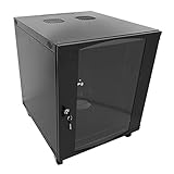 15U Rack Wall Mount Network Server Cabinet Rack Enclosure glass Door Lock
