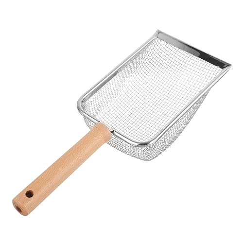 HANABASS ステンレス鋼の砂シャベル 猫パズルフィーダー ワンド ゴミ拾い者 子猫のおもちゃ 猫砂スクープ 注ぐ 爬虫類用トイレ砂スクープ シャベルでゴミすくい ごみシャベルとスクープ 木製