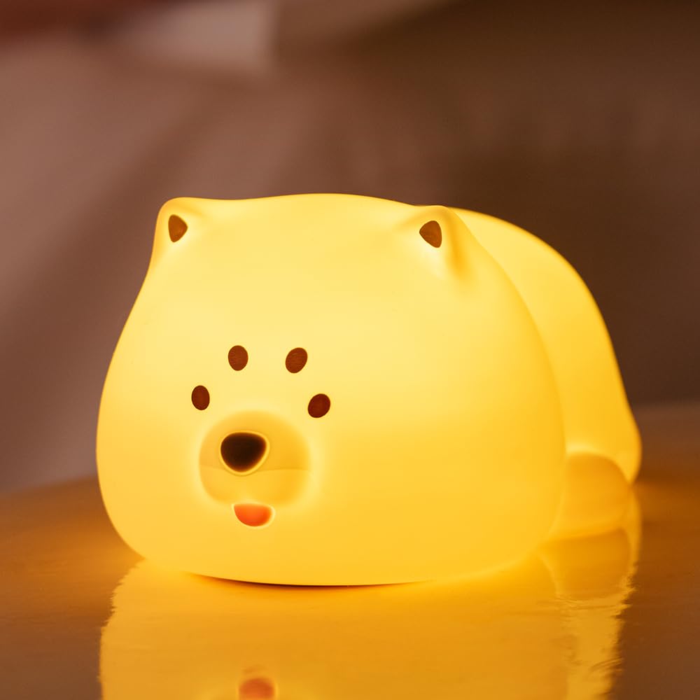 KinYiLO Snooting Cute Puppy Night Light for Kids Baby – Soft Silicone Rechargeable Portable Nursery Lamp with 3-Level Dimmable Brightness, USB Bedside Sleeping Companion for Toddlers, Newborn Gift