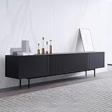 Modern Solid Wood TV Stand, Black Entertainment Center for 85 100 Inch TV, Tall TV Cabinet with...