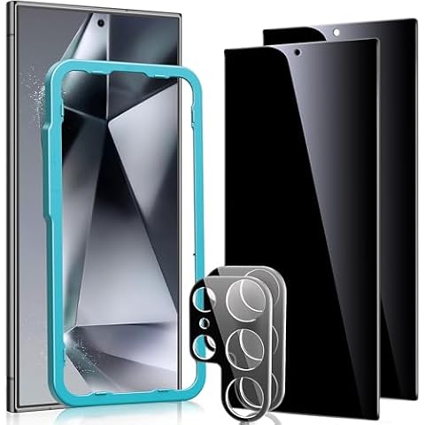 Smartdevil 2Pack Privacy Screen Protector for Samsung Galaxy S24 Ultra Screen Protector Privacy with 2Pack Camera Lens Protector, 9H Shatterproof Anti-Spy Tempered Privacy Glass with Easy Installation Frame, Anti-Scratch Cover