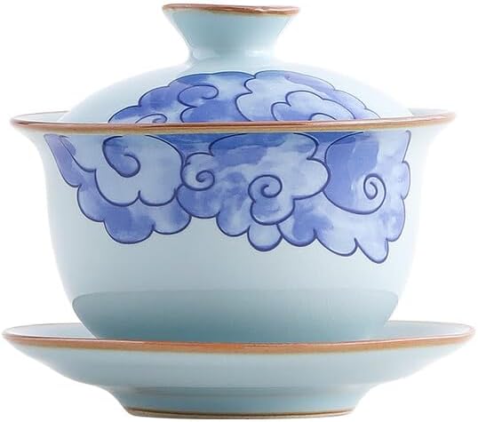 Ceramics Cloud Gaiwan Teacup, 150ml 5.1oz, Chinese Style Handmade Kungfu Tea Set