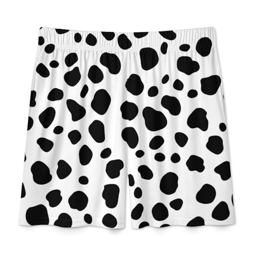 Dalmatian White And Black Pattern Men's Pajama Shorts Elastic Waistband Beach Shorts Soft Sleep Lounge Pants with Pockets3