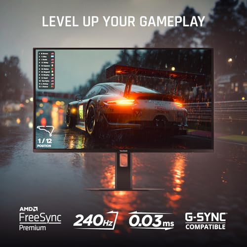 Image of ViewSonic VX2738-2K-OLED 27 Inch 1440p Gaming Monitor, OLED Display with 240Hz and 0.03ms for Smooth Gameplay, FreeSync Premium, Eye Care Technology, Advanced Ergonomics, HDMI, and DisplayPort