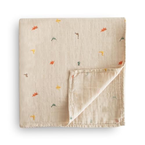 Image of mushie Muslin Baby Swaddle Blanket | 100% Organic Cotton (Dinosaurs)