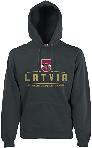 AkyTEX Lettland Latvija Fan-Hoodie EM-2021 Kapuzenpullover Graphit L Cover