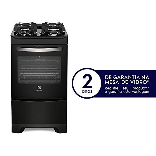 Fogão 4 Bocas Electrolux Preto Automático com Mesa de Vidro e Porta Full Glass (52LPV)