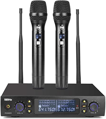 Wireless Microphone, Professional Uhf Metal Double Cordless Dynamic Mic Handheld Microphone, Infrared Frequency Pairing Microphone System For Home Karaoke, Dj, Conference, Party, Wedding, Church 200Ft #TOP5