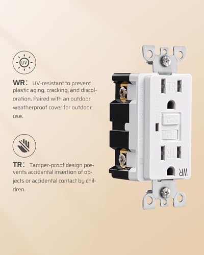 DEWENWILS 2-Pack GFCI Outlet 15Amp, WR, TR, LED Indicator, UL Listed - image 2