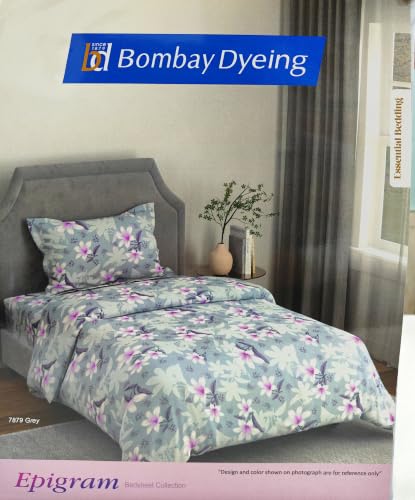 Image of Bombay Dyeing Epigram Printed Single Bed 100% Cotton Bedsheet Collection - (224X150) (F. Grey)