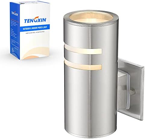 TengXin Outdoor Wall Light Fixture, Modern Outdoor Wall Sconce with Stainless Steel Cylinder,E26 Socket,IP65 Waterproof,UL Listed. （Brushed Nickel ）