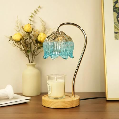 SupBri Dimmable Flower Candle Warmer Lamp, Blue Candle Warmer with